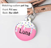 Sweet Ice Cream Pink Dog Collar - S-L sizes with custom matching pet tag - Adventures of Rubi